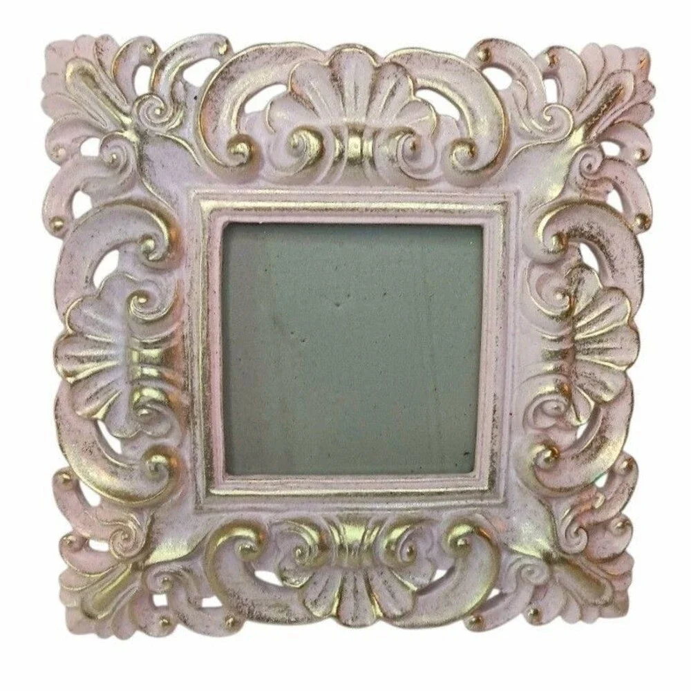 Pink & Gold Photo Frame Scallop Design Tabletop or Hanging 8